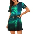 thumbnail image 1 of Easygdp Northern Lights Camisón de manga corta para mujer, informal, estampado, 1 of 6