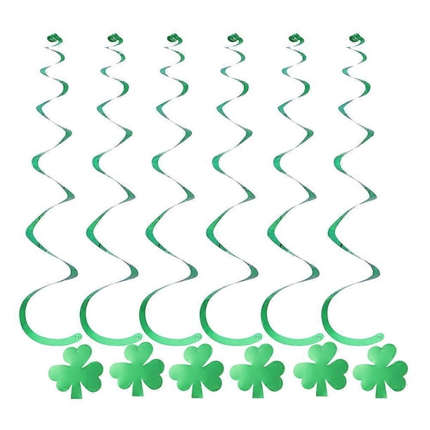 12pcs Four-leaf Clover Hanging Decor Creative Swirl Hanging Decorations Dangling Swirls Ornament for St. Patrick's Day