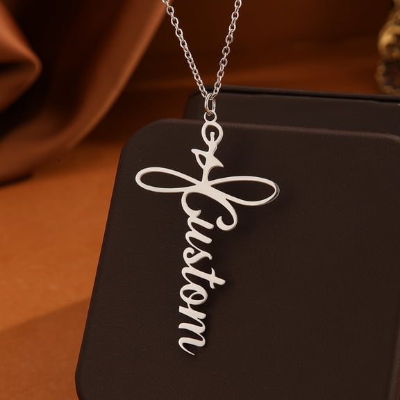 Custom Name Necklace Personalized Infinity Vertical Letter Pendant Choker Stainless Steel Jewelry Gift Chain Collares