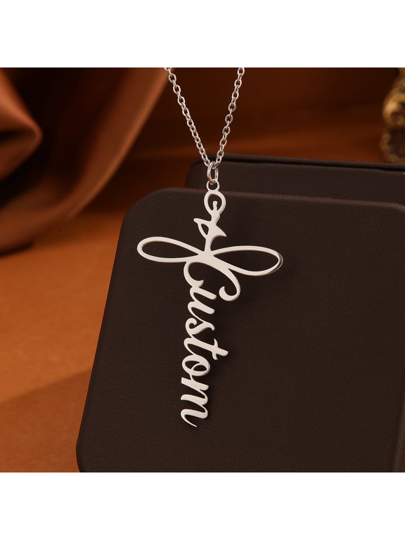 Custom Name Necklace Personalized Infinity Vertical Letter Pendant Choker Stainless Steel Jewelry Gift Chain Collares