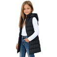 thumbnail image 4 of SERTGUTR Girls Longline Puffer Vest Hooded Sleeveless Full Zipper Quilted Side Pocket Snap Button Everyday School Winter Warm Outerwear, 4 of 9