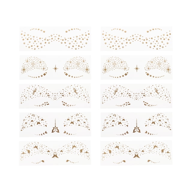 Unique Bargains 10 Pcs Fashion Temporary Tatto Bronzing Fake Tattoos Gold Tone