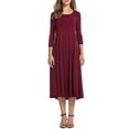 thumbnail image 1 of Sonducket Vestido de mujer Cuello Otoño Vestido de mujer Traje de cuello Media manga Vestido de columpio grande Vestidos Vino rojo S, 1 of 6