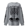 thumbnail image 5 of HUITKMM Chandail pour Femmes Unisexe Mode Imprimé Design Squelette Surdimensionné Longline Sans Capuche Col Rond pour et Mode Urbaine Décontracté, 5 of 5