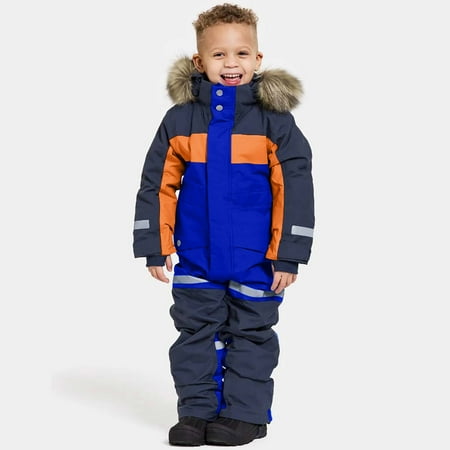 Kids Snow Suit Boys Ski Suits Jackets Coats Girls Waterproof Windproof Overalls Jumpsuits Warm Padded Snowsuits Snowboarding Outdoor Winter Thicken Snow Clothes Blue Size 12-13 Year 150