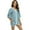 Blue, variant on WBQ Summer Women's Button Down Pajamas Set 3/4 Sleeve V Neck Sleepwear Soft Silk Satin Pjs Loungewear Set Contrast Color Lounge Pjs Shorts Set with Pockets S-XXL