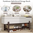 thumbnail image 4 of Euroco Farmhouse Upholstered Storage Bench with Hidden Compartment, Modern Entryway Bench for Living Room, Entryway, and Hallways (Espresso), 4 of 9