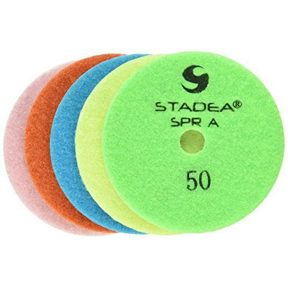 Stadea DPPD04SPRA503K5P Diamond Granite Dry Polishing Pads for Granite Marble Concrete Stone Tile, 5-Piece