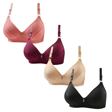 Gnurob Lace Bras for Womens Push Up Wireless Bralettes Breathable Brassiere 3 Pack Plus Size Bralette Comfort Adjustable Straps Bra Sports Wear Clearance Saving A02-Pink XX-Large