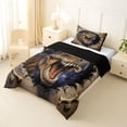 thumbnail image 3 of Metsweet Dino T-Rex Twin Comforter Sets 2pcs, Galaxy Starry Sky Bedding Set, Brown Blue,Black Reversible,1 Comforter and 1 Pillowcase, 3 of 6