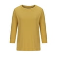 thumbnail image 4 of Inleife Womens Shirts Women's Fashionable Solid Round Neck 3/4 Sleeves Casual T-Shirt Tops Blouses, 4 of 6
