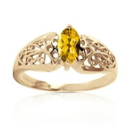 Galaxy Gold 14K Yellow Gold Natural Marquis-Shaped Citrine Filigree Solitaire Ring - November Birthstone - Warmth & Prosperity - Sizes 5.5 to 11 - Fine Jewelry for Women