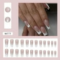 thumbnail image 2 of rynn&rae W777 Square Short Medium Press on Nails Tips Full Cover Fake French Blue Black Pink Rainbow White Rhinestones Summer Uñas Postizas 24 ct/pk, 2 of 4
