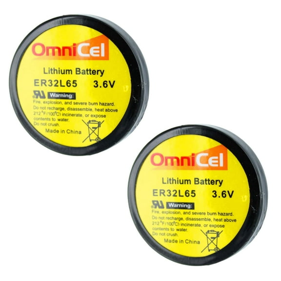 2x OmniCel ER32L65 3.6V 1Ah Sz 1/10D Lithium Battery Nickel Pins AMR Backups