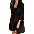thumbnail image 1 of Conjunto de pijama de mujer con ribete de encaje y cinturón, camisón sexy sin mangas, 1 of 7