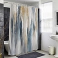 thumbnail image 4 of Beige Blue Brown Ombre Shower Curtain - Water Repellent Fabric Shower Curtains Washable, Abstract Modern Art Oil Painting Decorative Polyester Cloth Bathroom Curtains Modern Bath Decor 72"x72", 4 of 6