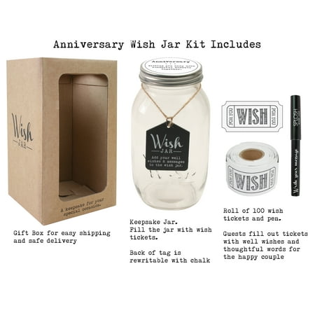Wish Jar - Top Shelf Anniversary Wish Jar ; Personalized Gift Idea for Couples ; Unique and Thoughtful Gifts for Husband and Wife ; Kit Comes with 100 Tickets and Decorative Lid
