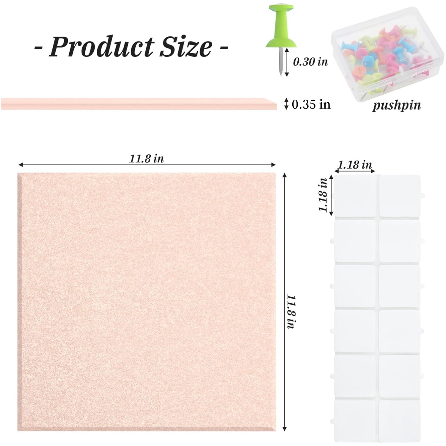 12 Pack Large Cork Board Topboutique Cork Boards for Walls Bulletin Board Alternative Felt Wall Tiles with Removable Adhesive Stickers & Push Pins for Office Home Wall Decor,Pink-12*12 inch