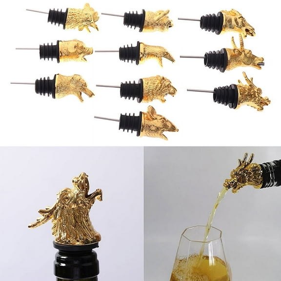 1Pc Zinc Alloy Animals Head Wine Pourer Wine Bottle Stoppers Wine Aerators Gift