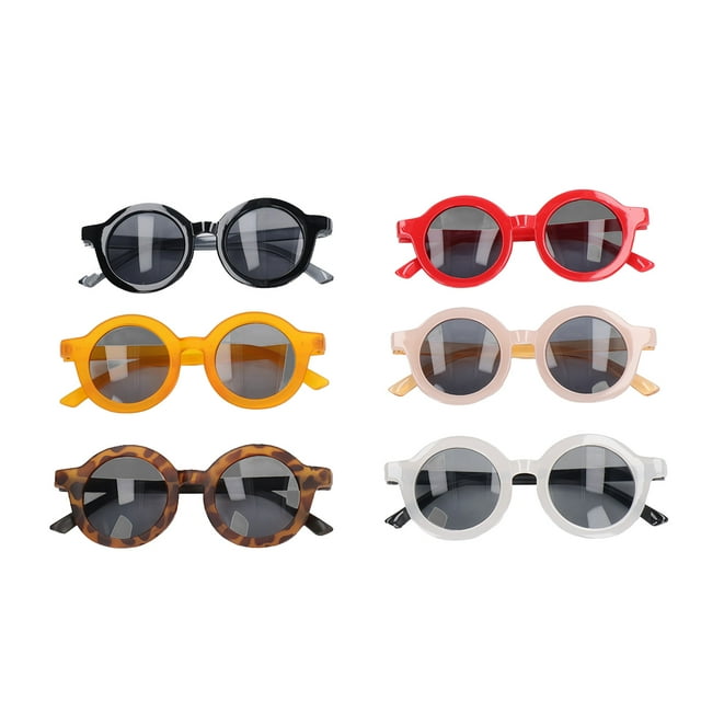 Lunettes de Soleil pour Tout-Petits, 6 Pcs Rondes PC Mignonnes Lunettes Décoratives Lunettes de Soleil pour Enfants Légères Protection UV pour Garçons
