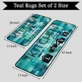 thumbnail image 2 of Teal Turquoise Kitchen Mats Set, Runner Area Rug Floor Mat, 17x30 and 17x47 Inches, Retro Farmhouse Boho Green Kitchen Decor and Accessories,Abstract Brush, 2 of 6