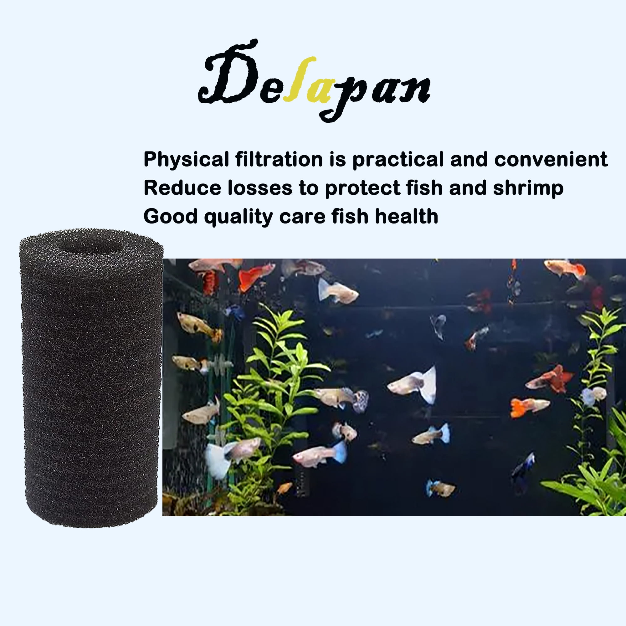 Delapan Pre Filter Sponge, Aquarium Filter Intake Cover Pump Prefilter Sponge Aquarium Filter Sponge for Fish Tank, 15 Packs