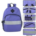 thumbnail image 2 of Solid Color Multipocket Backpack with Reflective Stripe for Travel, Hiking, Camping, Gym and Commuting in Purple, 2 of 6