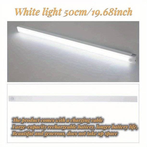 1pc LED Motion Sensor Cabinet Light, Under Counter Closet Lighting, Wireless Magnetic USB Rechargeable Kitchen Night Lights, Battery Powered Operated Light For Wardrobe Closets Cabinet Cupboard Stair