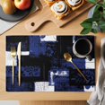 thumbnail image 2 of Modern Boho Placemats Set of 2, Flowers Geometric Texture Blue Black Abstract Art Non-Slip Place Mats Washable Table Mats for Kitchen Dining Table Decorations Indoor/Outdoor, 2 of 9