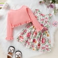 thumbnail image 5 of Younger Tree Baby Girl Dress Set 2PCS Fall Winter Long Sleeve Cardigan Floral Sleeveless Sundress Clothes Outfits for 3-4T, 5 of 7