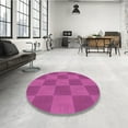 thumbnail image 4 of Ahgly Company Machine Washable Indoor Round Transitional Deep Pink Area Rugs, 5' Round, 4 of 7