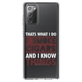 thumbnail image 1 of DistinctInk Clear Shockproof Hybrid Case for Samsung Galaxy Note 20 (6.7" Screen) - TPU Bumper Acrylic Back Tempered Glass Screen Protector - I Smoke Cigars And I Know Things, 1 of 3