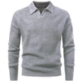 thumbnail image 2 of Men's Long Sleeve Collared V Neck Knit Sweater Textured Classic Fit Pullover, 2 of 10
