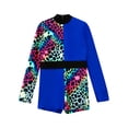thumbnail image 3 of CHICTRY Gymnastics Biketard for Girls Long Sleeve Mock Printed Ballet Dance Leotard Athletic Unitard Tumbling Jumpsuits Royal Blue 6, 3 of 7