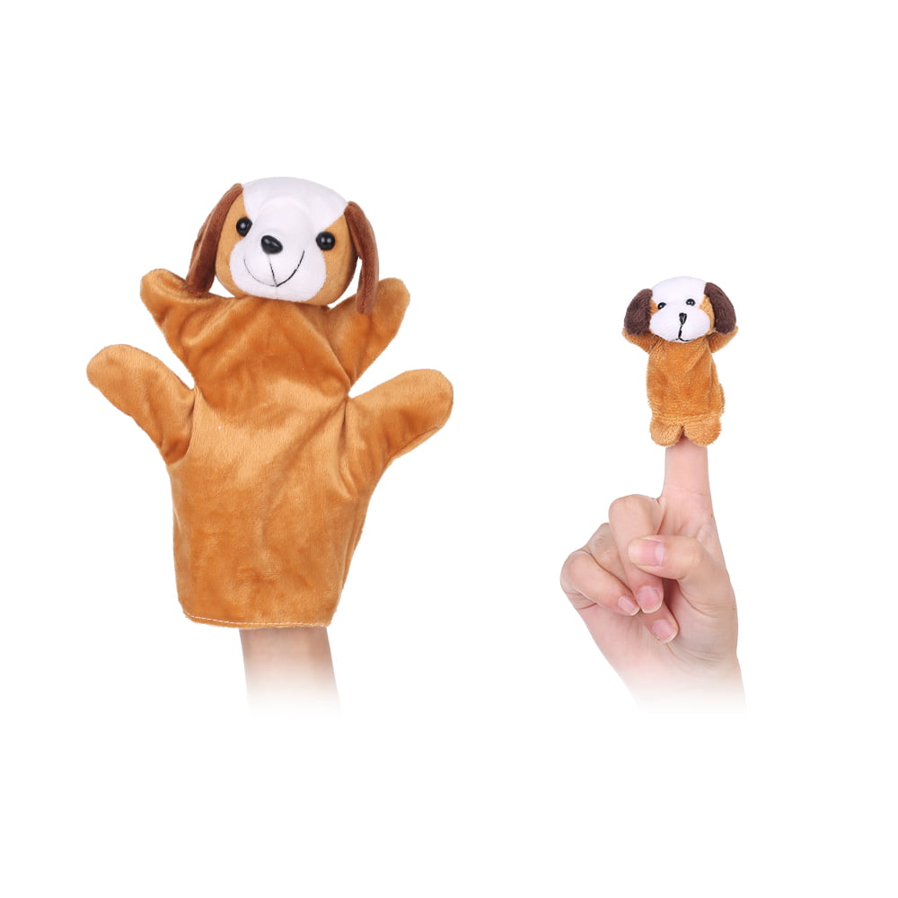 2pcs Finger Puppets Kids Plush Dolls Baby Kindergarten Hand Toys Story Animals 