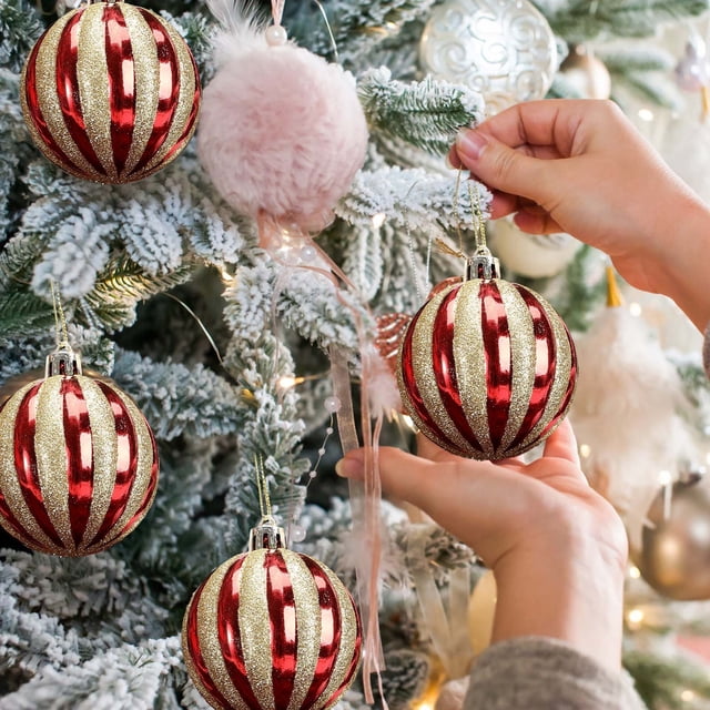 Fiudx Juego de Adornos Navideños Irrompibles para Árbol de Navidad, Bolas Colgantes para Decoración de Fiestas.
