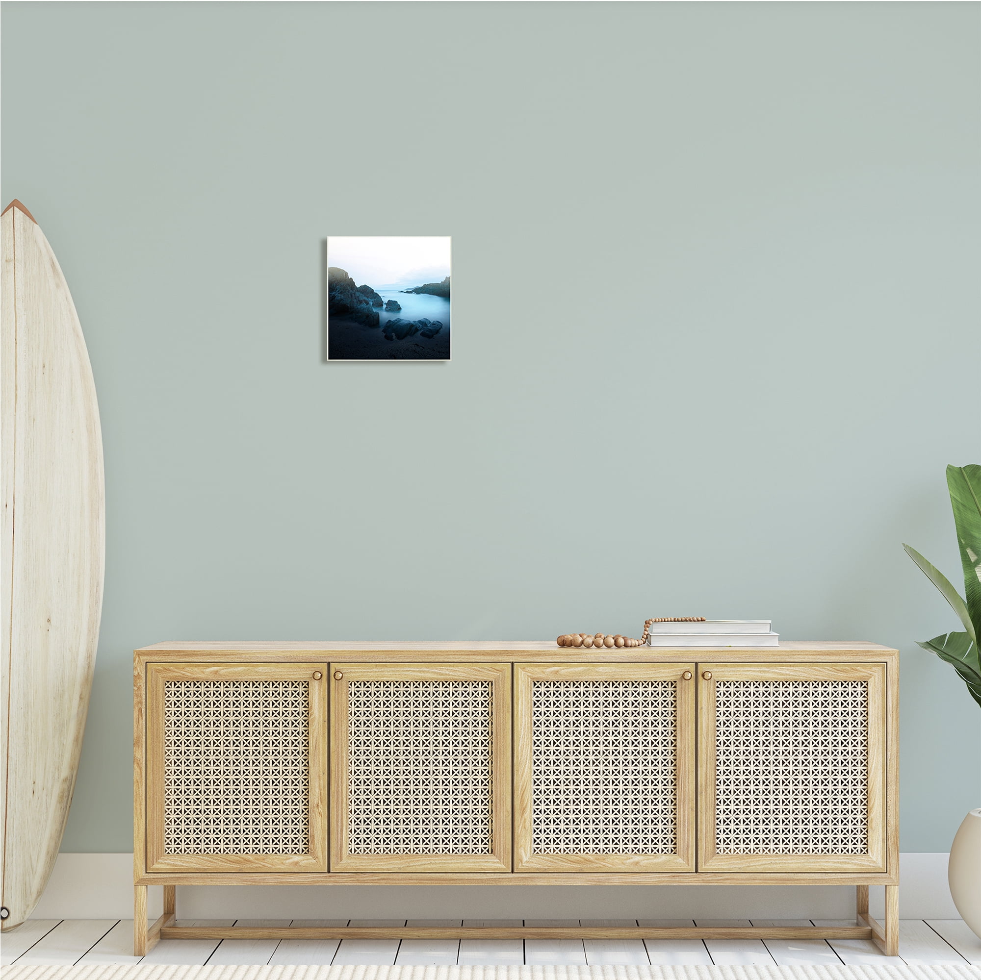Stupell Indtries Blue Ocean Cove Cliff Landscape Morning Misty Sky,12 x 12,Design by Ian Winstanley