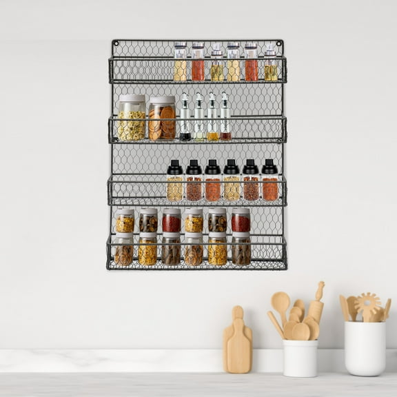 Wall Mounted 4-Tier Spice Rack – Stylish Kitchen Organizer for Spices