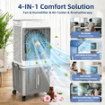 thumbnail image 4 of KTO 4-IN-1 Evaporative Air Cooler, 2500CFM Portable Swamp Cooler with 10GAL Detachable Water Tank, 3 Ice Packs, Indoor Outdoor Air Cooler for Garage Patio Room, 4 of 13
