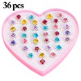 thumbnail image 1 of 36PCS Kid's Ring Set Cute Rhinestone Decor Adjustable Finger Ring Jewelry Ring, 1 of 9