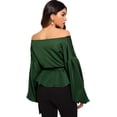 thumbnail image 2 of Blusa de manga larga con cuello en V y volantes para mujer, 2 of 4