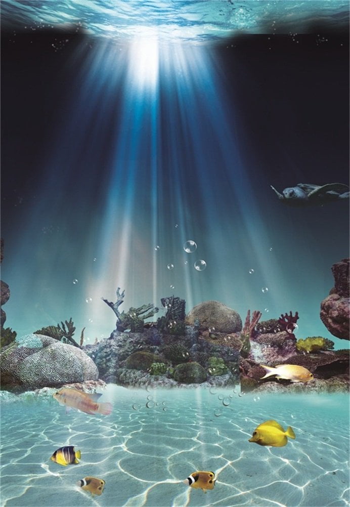 MOHome Polyster 5x7ft Crystal Clear Sea Water Backdrops Undersea Sky
