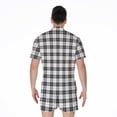 thumbnail image 2 of Black And White Tartan Pattern Short Sleeve Men'S Rompers, Tartan Plaid Retro Casual Summer Jumpsuits Outfit, 2 of 4