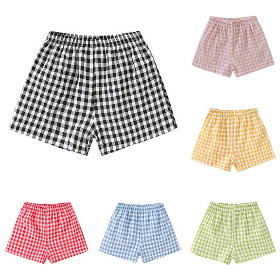 Sonxahe Infant Girl's Gingham Casual Shorts Elastic Waist Loose Denim Shorts Daily Summer Fashion Bottoms,Black