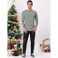 thumbnail image 3 of Camiseta a rayas para hombre, manga larga, cuello redondo, camiseta básica a rayas Negro M, 3 of 6