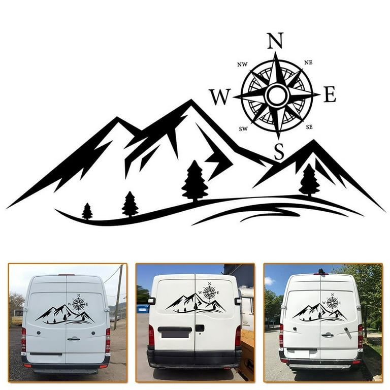 Large Camper Rv Compass Mountain Wild Car Sticker Decal Motorhome Camping  Forest Explorecar Caravan Stickers Vinyl Decals - Wall Stickers - AliExpress