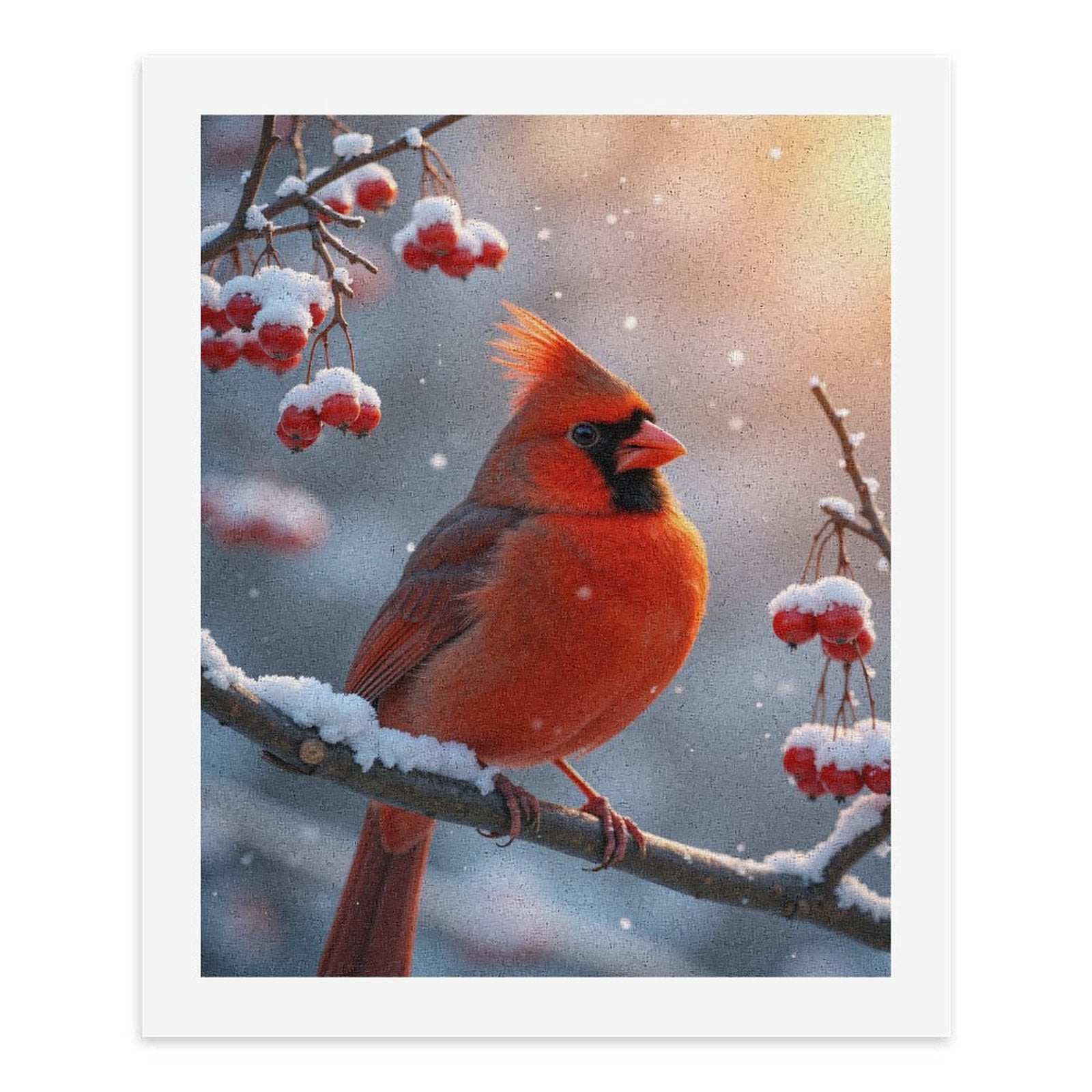 Paint by Numbers Kit for Adults, Winter Cardinal Perched Snowy Branch Paint by Numbers, Easy Paint by Numbers Kit for Adults Beginner, DIY Adult Paint by Number Kits on Canvas, Home Decor