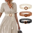 thumbnail image 5 of Boho Braided Belts Casual Beach Belt With Wood Buckle Fashion Belts for Women Wide Stretchy Belts for Women Skinny Belts for Women Silver Buckle Fashion Belts for Women Dresses Formal,Black, 5 of 6