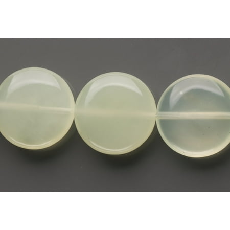 Puffed Heart Beads Puffed Sea Green Jade Flat Round Beads Semi Precious Gemstones Size: 20x20mm Crystal Energy Stone Healing Power for Jewelry Making ()