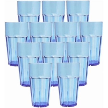 TrueCraftware- Set of 12 Diamond 20 oz. Tumbler/Drinking Cups Blue Polycarbonate-Premium Iced Tea Glasses Stackable Reusable Dishwasher Safe Break-Resistant for Home and Restaurants